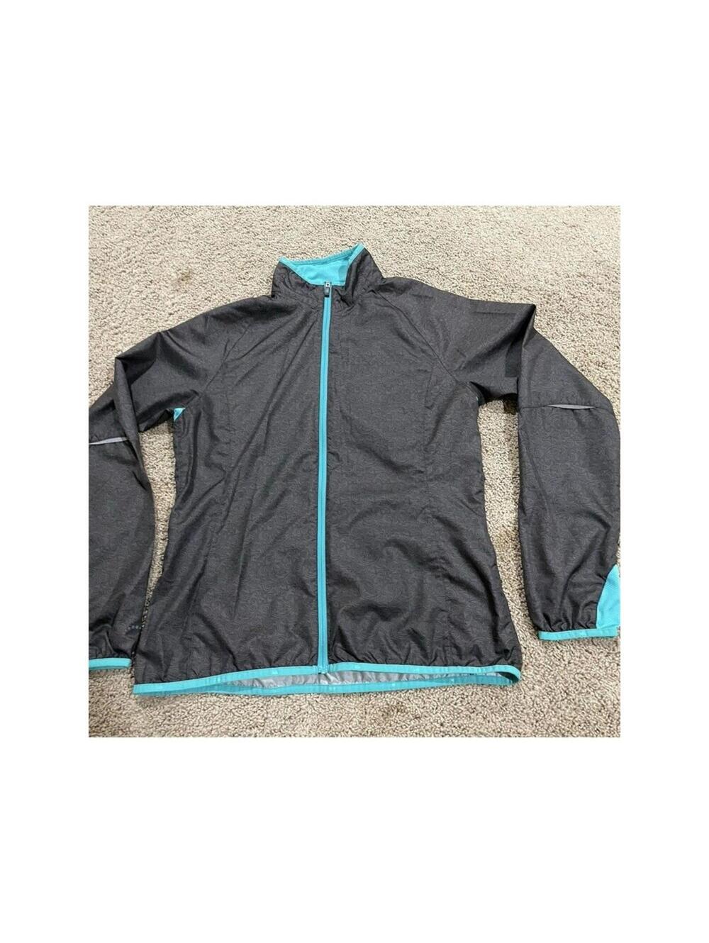 REI Jacket Women Medium Gray Running Track Full Zip Windbreaker Poly Lightweight